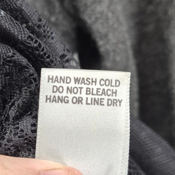 Vtg Y2K Cache Sheer Lace Trim Waterfall Cardigan Gray XL Lightweight Whimsigoth - Picture 7 of 14